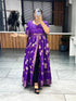 Purple Pure Soft Silk Floral Foil Print Anarkali Gown 