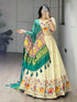 Cream Rama Pure Crush Vichitra Rich Semi Beads Embroidery Work Lehenga Choli 