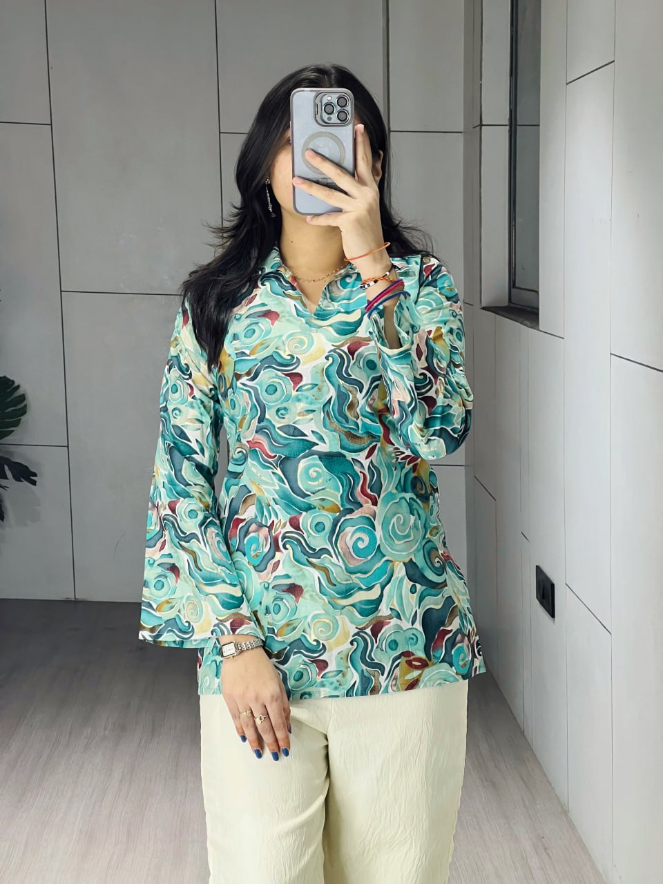 Rama Pure Cambric Cottom Printed With Foil Work Short Kurti Plazzo 