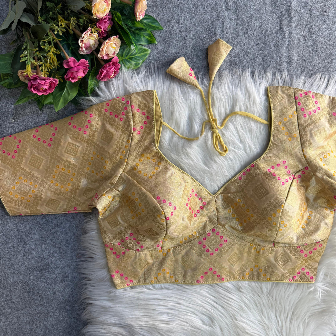Cream Sabyasachi Style Patoda Banarasi Blouse 