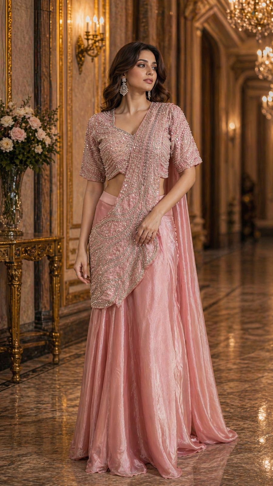 Pink Pure Soft Fendi Silk Ready to Wear Saree
