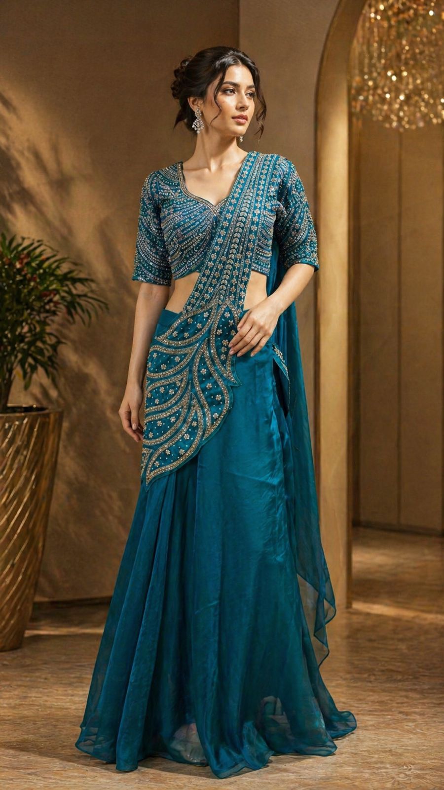 Blue Pure Soft Fendi Silk Ready to Wear Saree