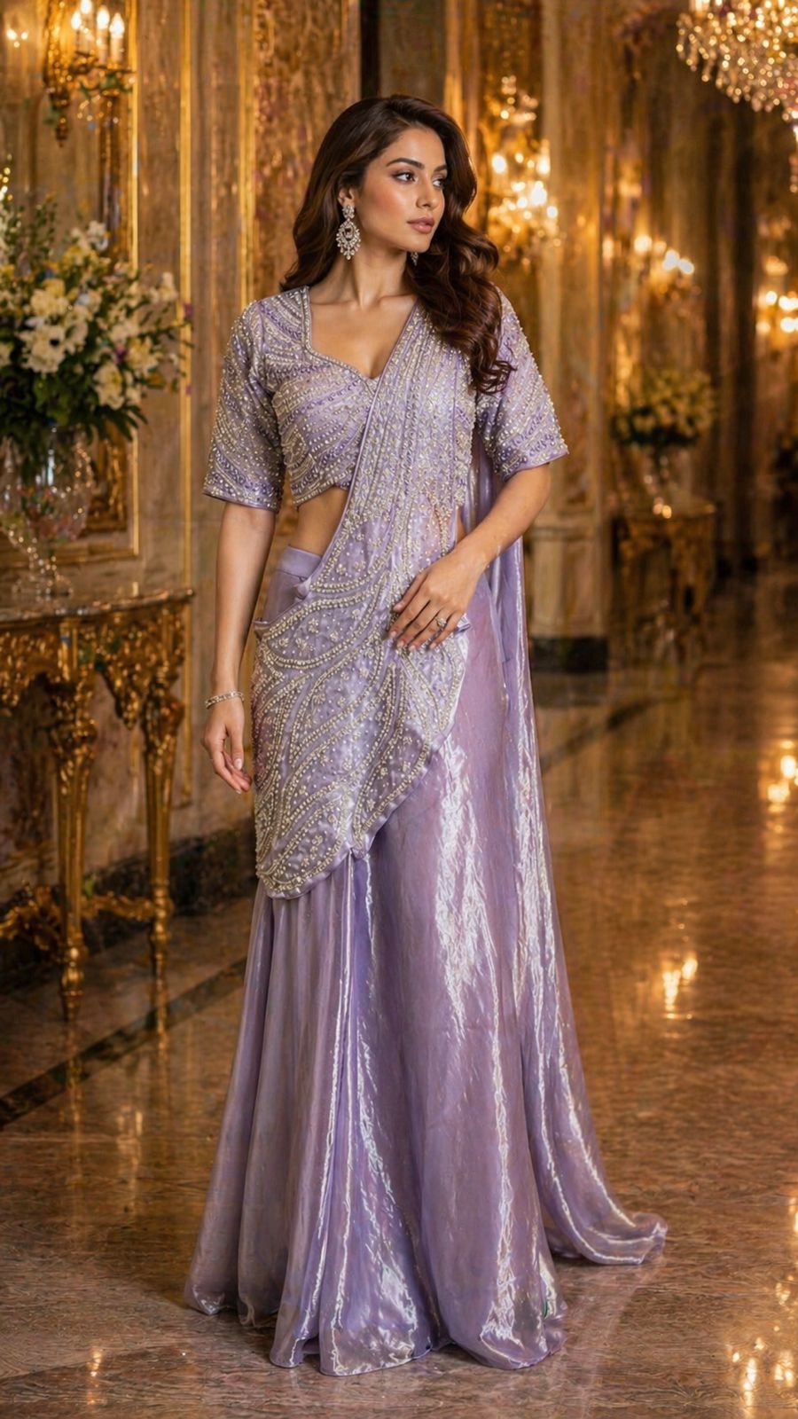 Lilac Pure Soft Fendi Silk Ready to Wear Saree