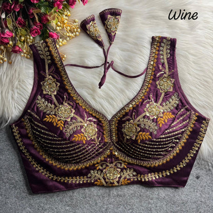 Wine Soft Heavy Pure Soft Italian Silk With Tricot Fuising Blouse 