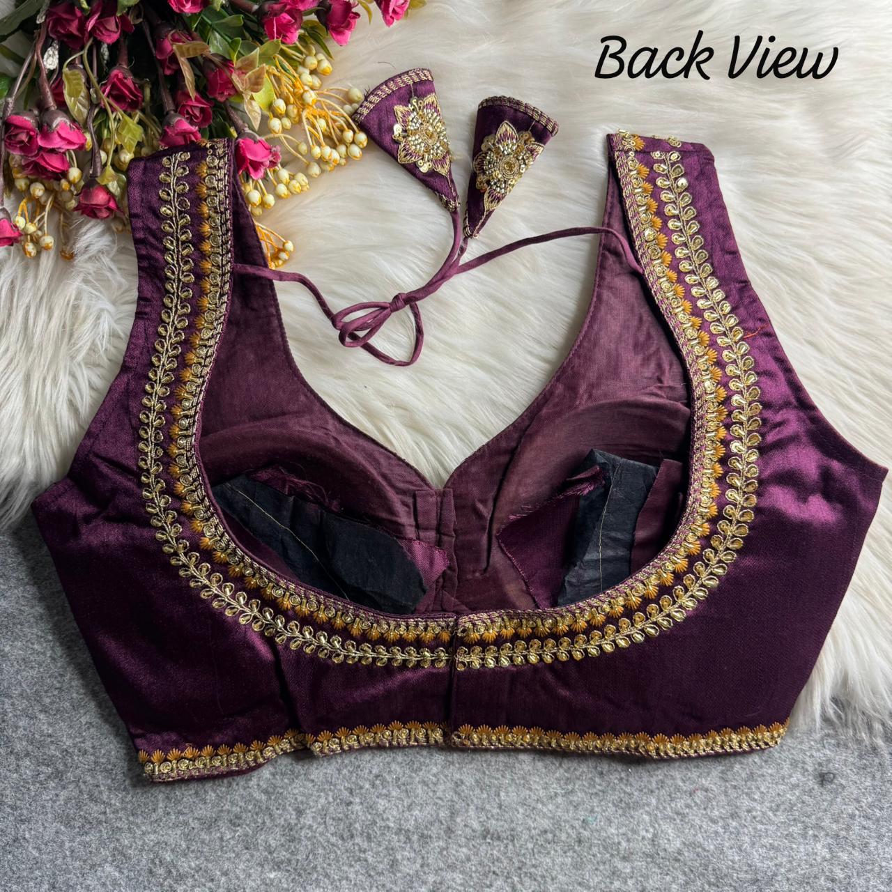 Wine Soft Heavy Pure Soft Italian Silk With Tricot Fuising Blouse 