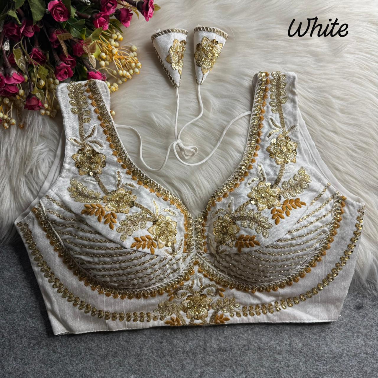 White Soft Heavy Pure Soft Italian Silk With Tricot Fuising Blouse 