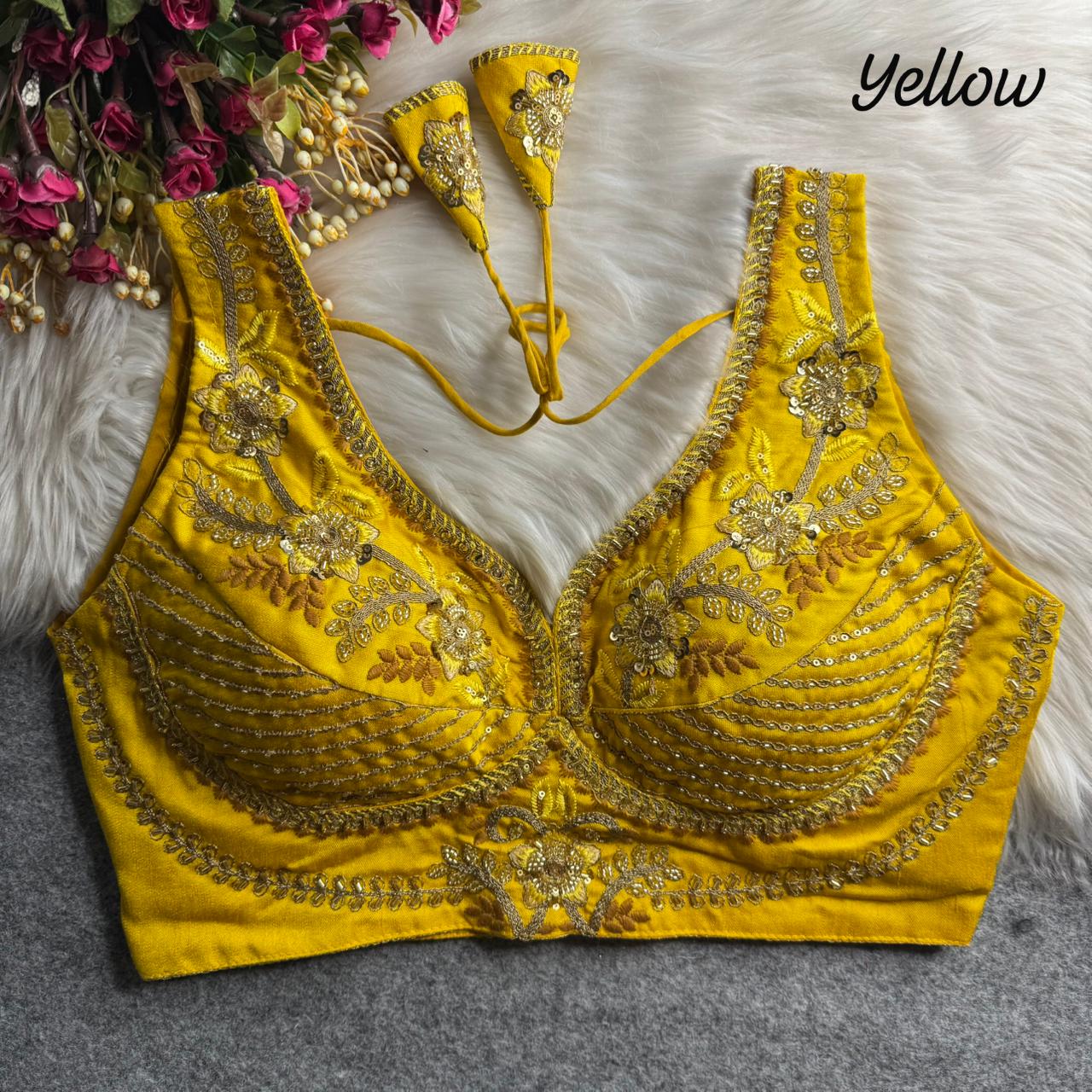 Yellow Soft Heavy Pure Soft Italian Silk With Tricot Fuising Blouse 