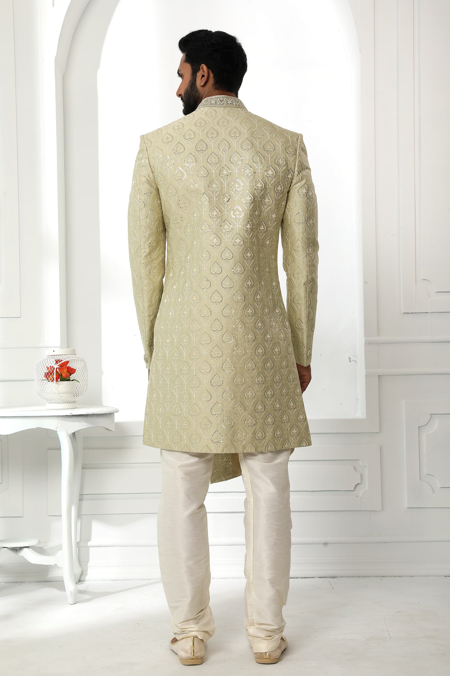 Green Embroidered Sherwani for Men
