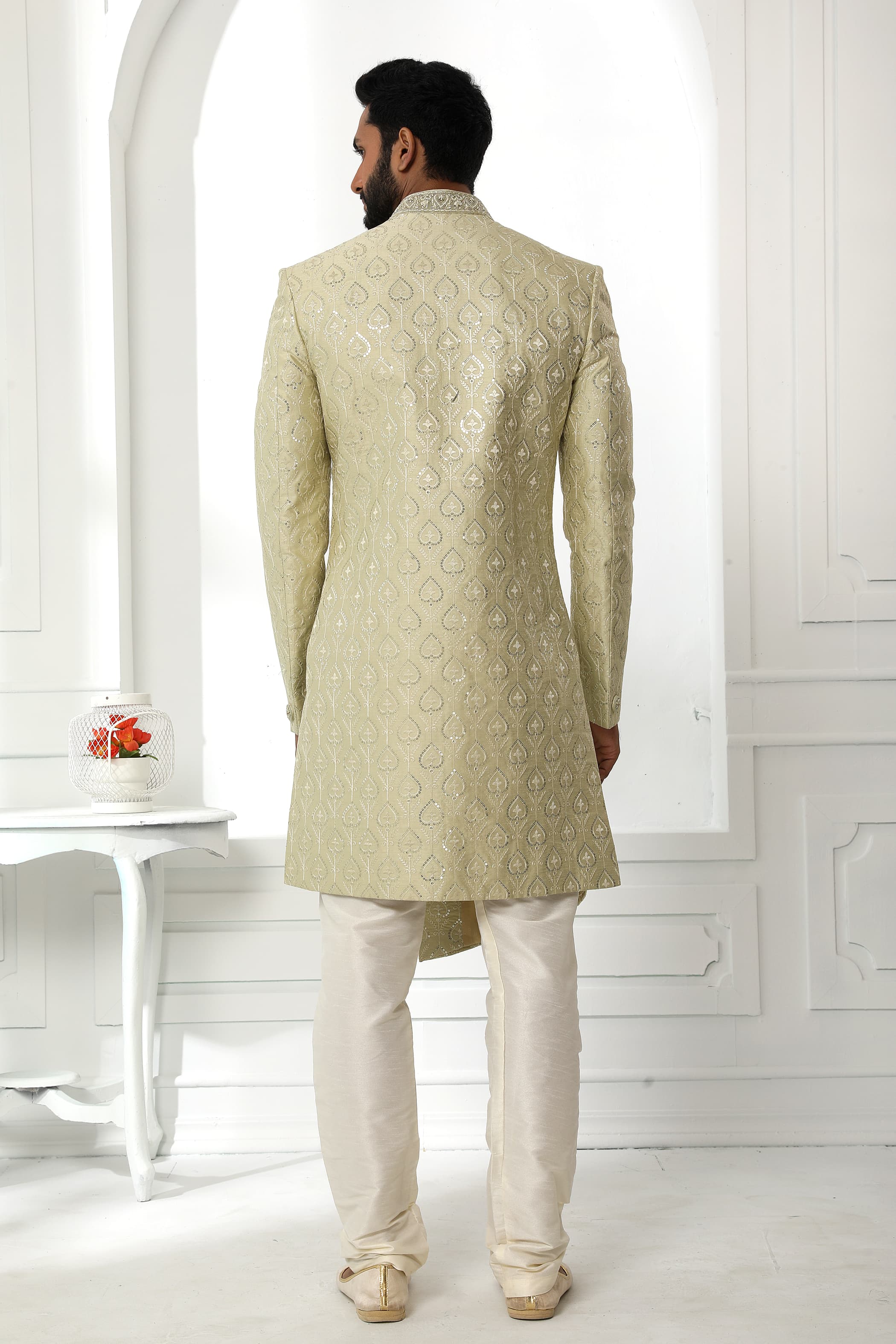 Green Embroidered Sherwani for Men