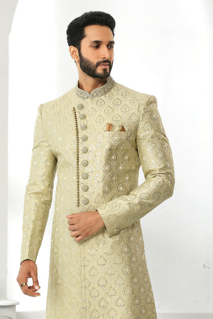 Green Embroidered Sherwani for Men