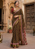 Coffee Pure Mulmul Cotton Bagru Printed Cotton Saree 