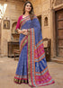 Blue Pure Mulmul Cotton Bagru Printed Cotton Saree 