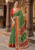 Green Pure Mulmul Cotton Bagru Printed Cotton Saree 