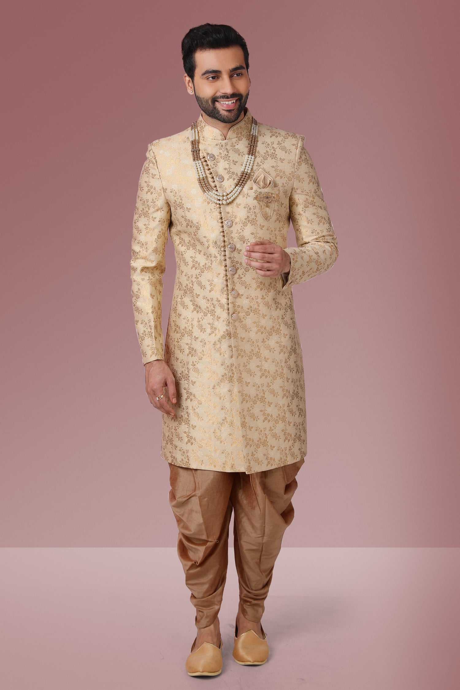 Gold Indo Western Sherwani for Men