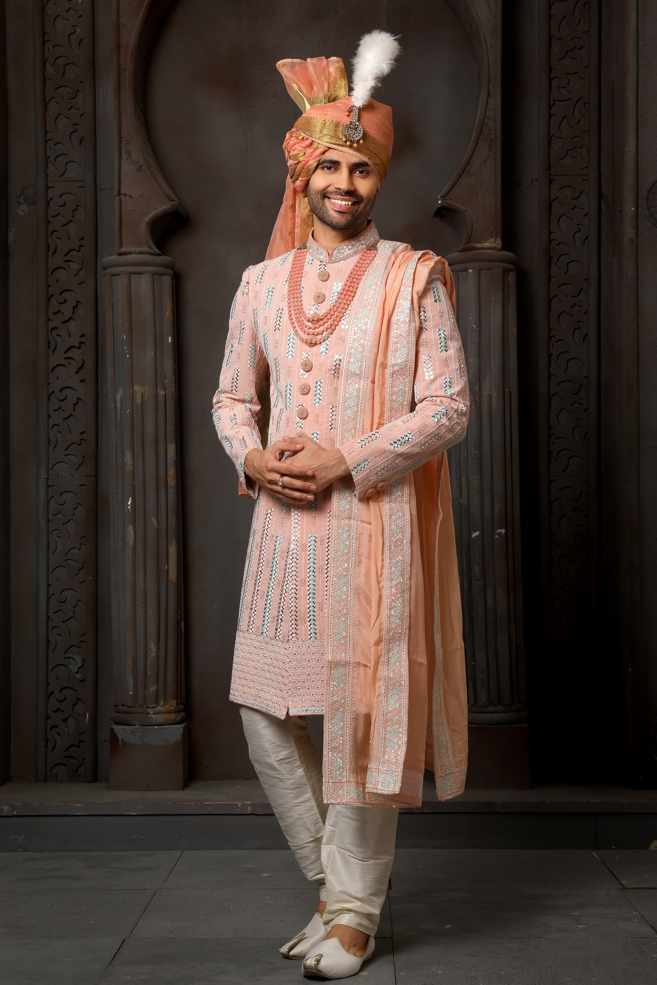 Peach Groom Sherwani for Men