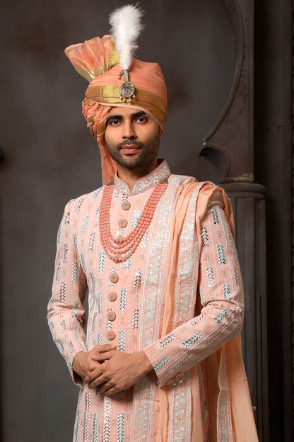 Peach Groom Sherwani for Men
