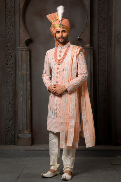 Peach Groom Sherwani for Men