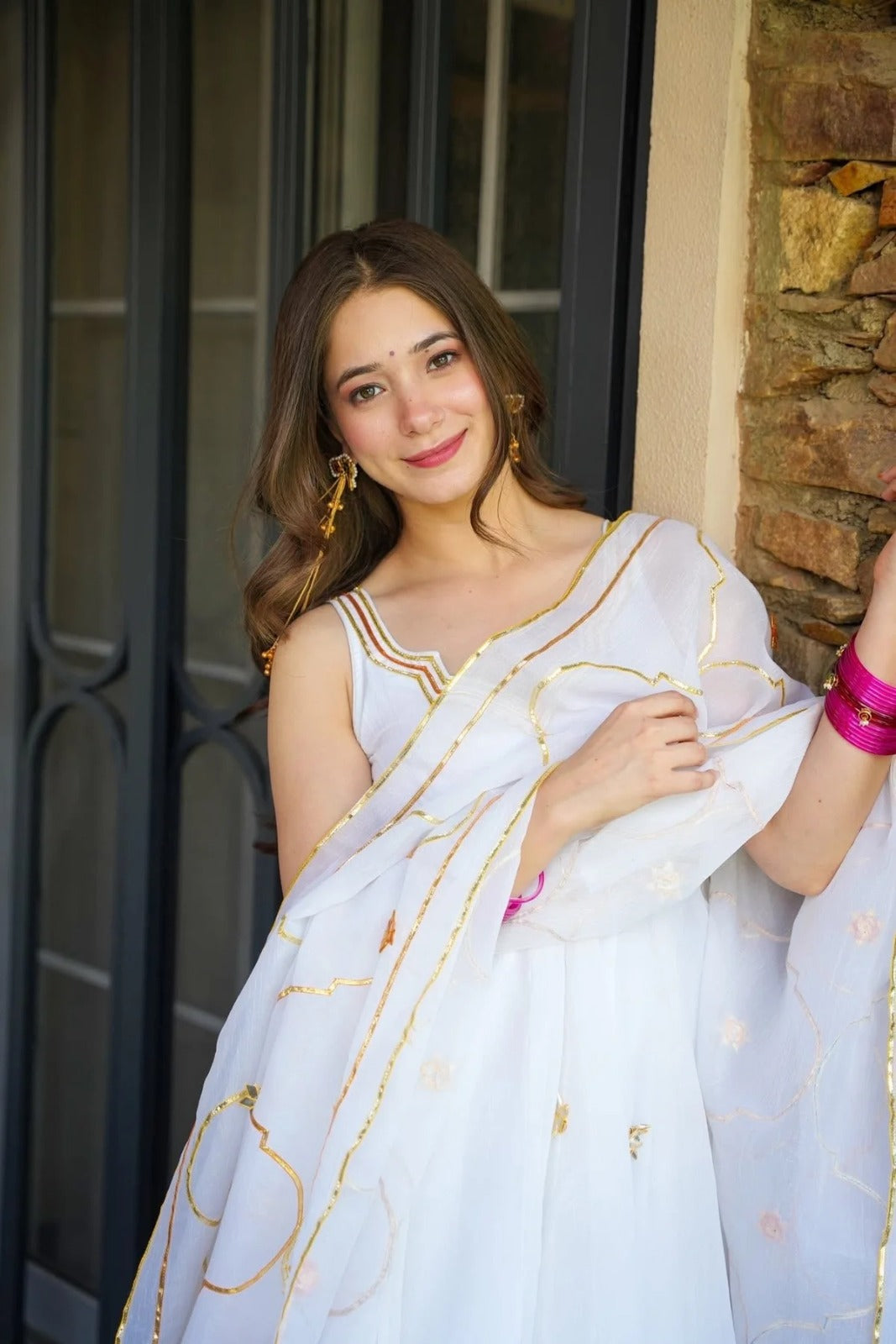 White Pure Soft Organza Silk Kurti Pent With Dupatta Set 