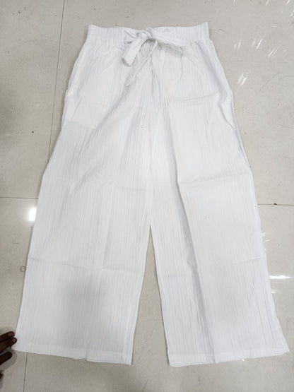 White Pure Sugar Cane Texture Plazzo 