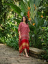 Red Pure Hend Block Print Gajji Silk Multi Color Ajrakh Printed Kaftan 
