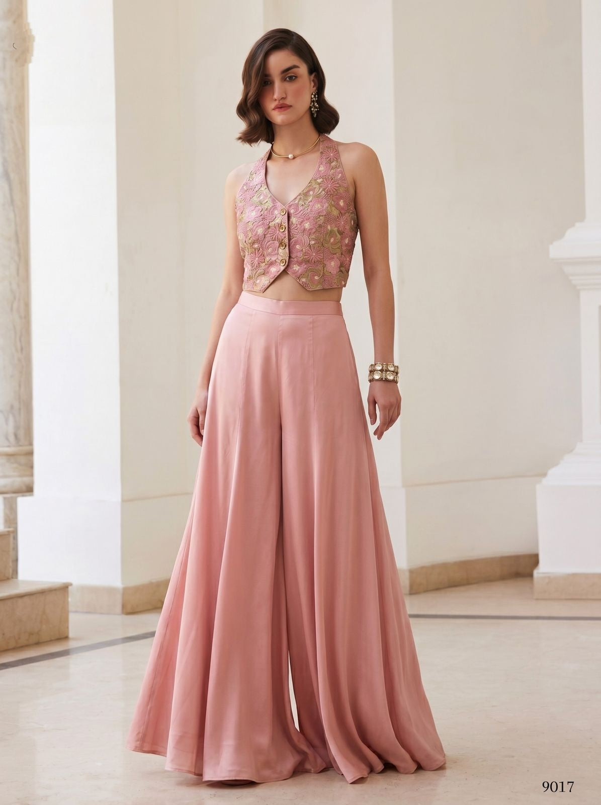 Pink Pure Soft Silk Readymade Waistcoat &amp; Palazzo