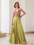 Green Pure Soft Silk Readymade Waistcoat & Palazzo 