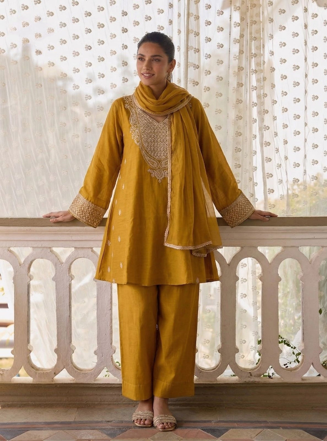 Mustard Pure Soft Cotton Silk Pent Style Ankle Length Salwar Suit 