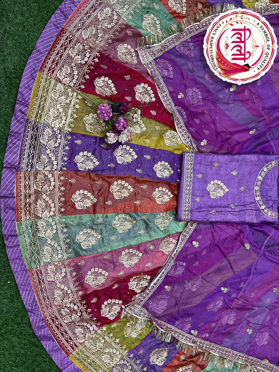 Purple Pure Heavy Multi Kali Gold Crush Rajasthani Chaniya Choli 