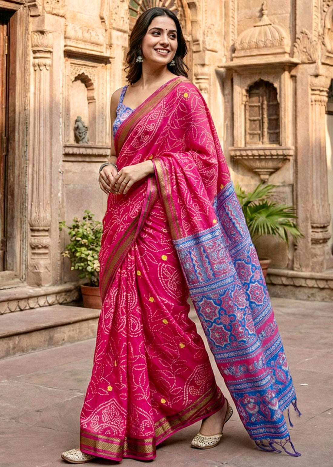 Rani Soft Pure Cotton with Golden Weaving Cotton Saree 