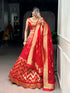 Red Pure Soft Silk Zari Weaving Work Lehenga Choli 