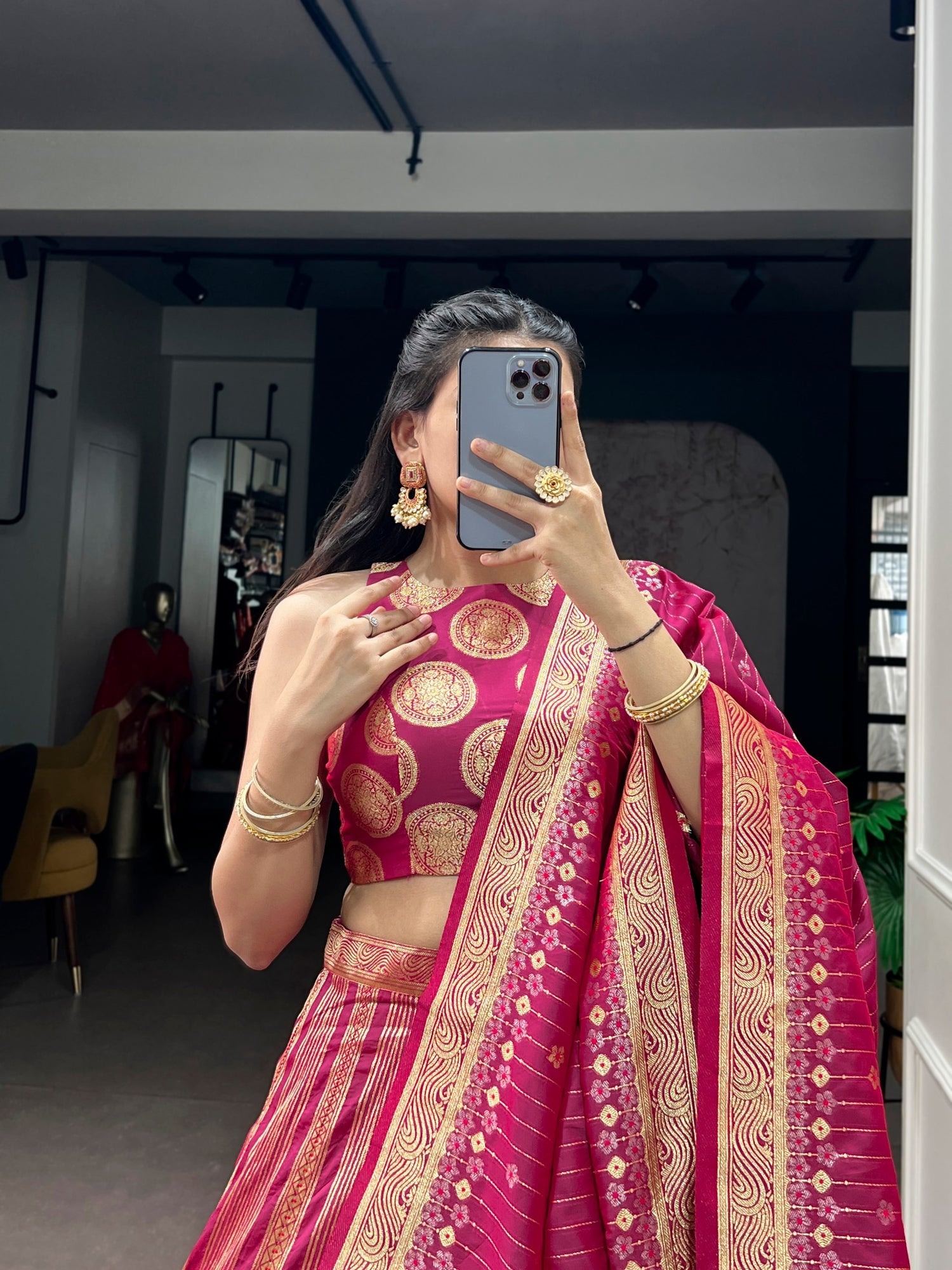 Pink Pure Soft Silk Zari Weaving Work Lehenga Choli 