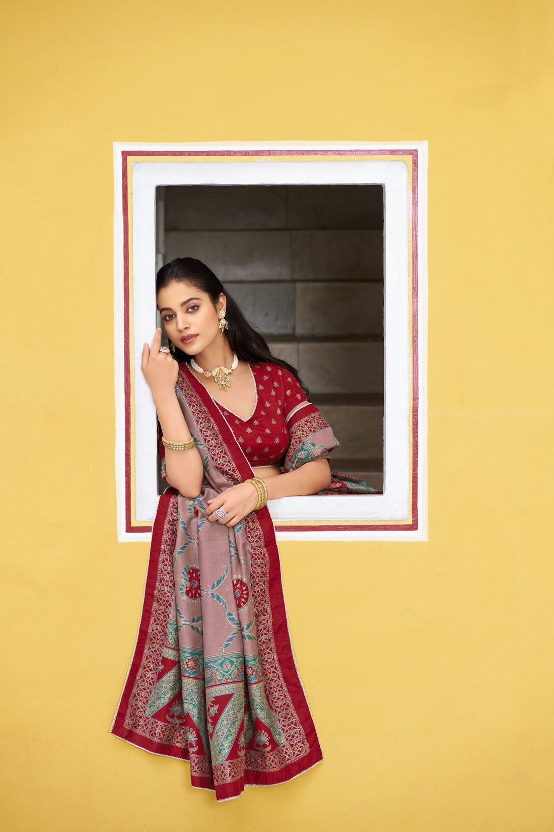 Maroon Pure Tasar Silk Printed Lehenga Choli 