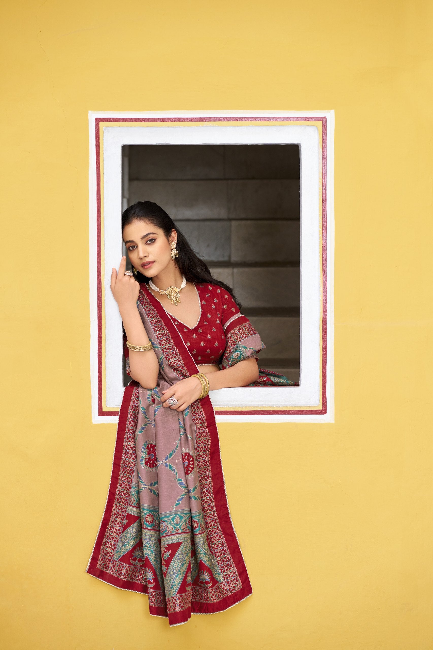 Maroon Pure Tasar Silk Printed Lehenga Choli 