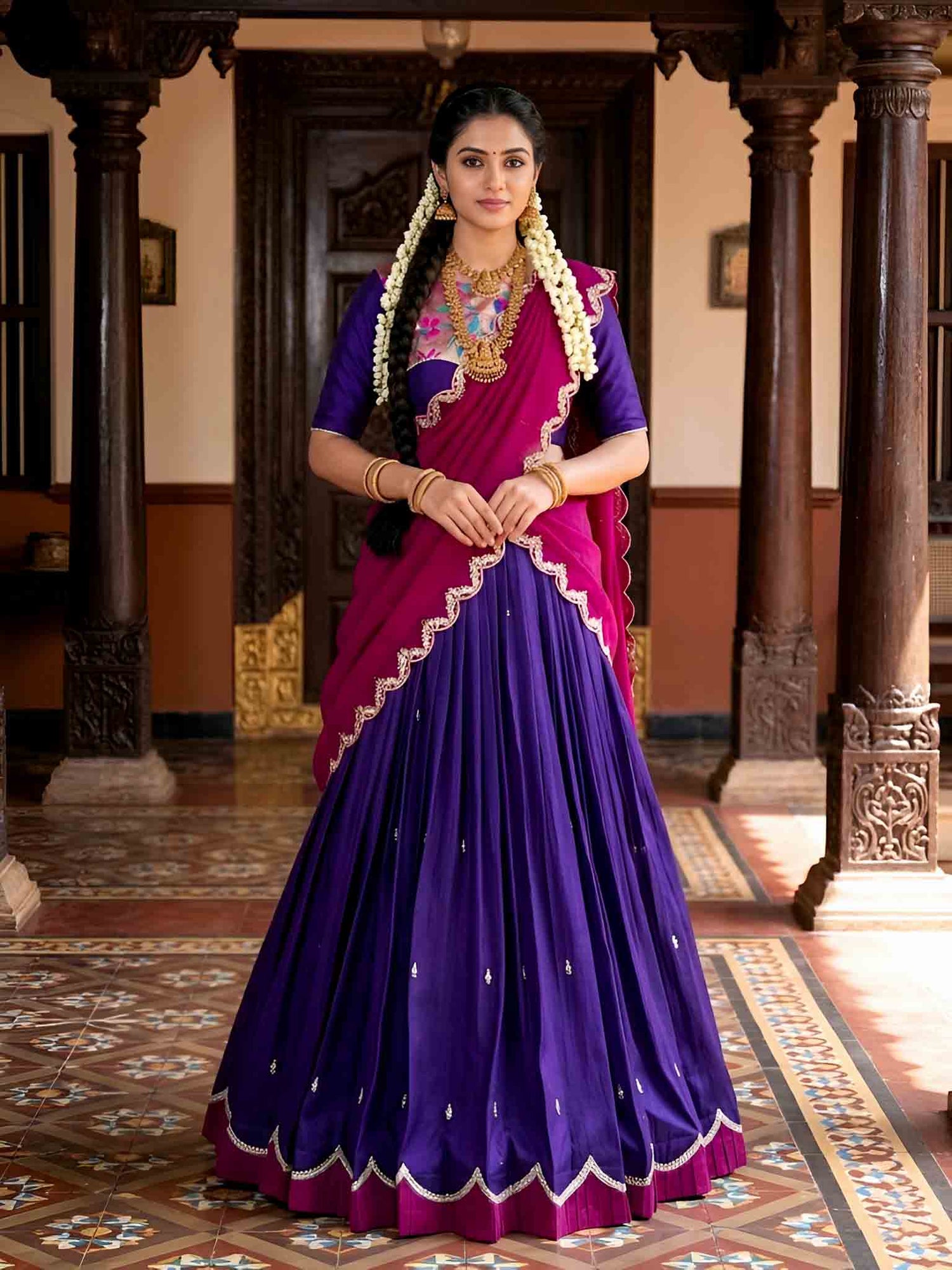 Blue Pure Naysha Sequins and Thread Embroidery Work Lehenga Choli 