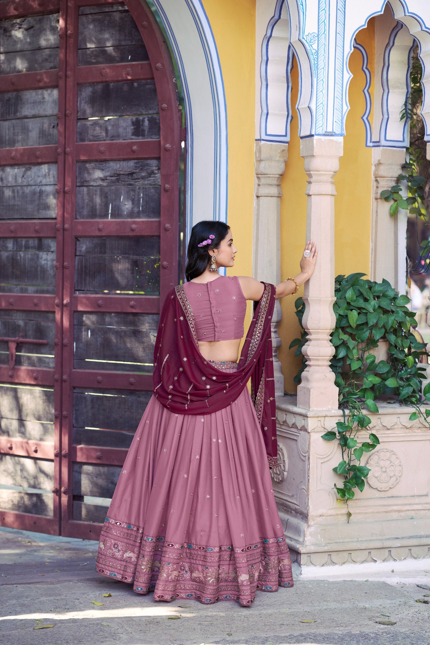 Pink Pure Star Georgette Zari Sequins &amp; Resham Embroidery Lehenga Choli 