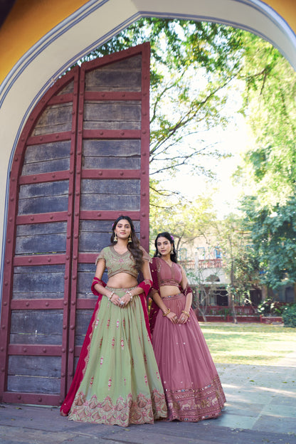 Pista Pure Star Georgette Zari Sequins &amp; Resham Embroidery Lehenga Choli 