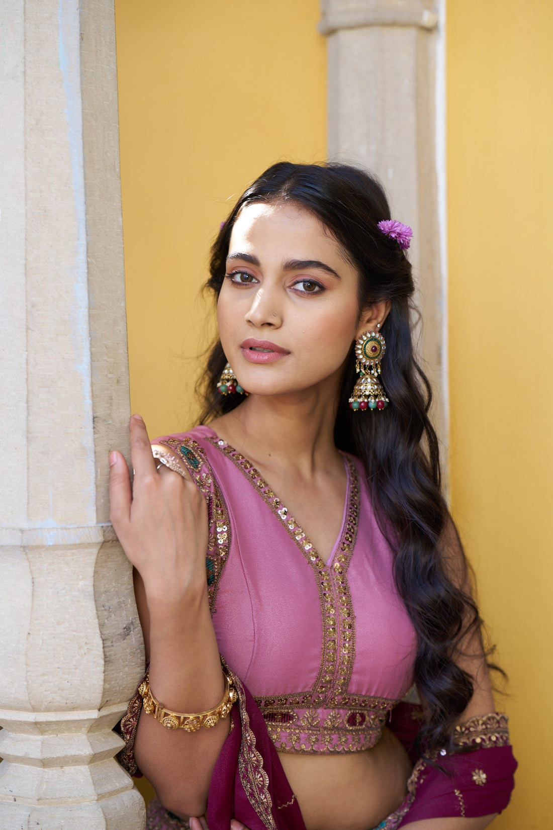 Pink Pure Star Georgette Zari Sequins &amp; Resham Embroidery Lehenga Choli 