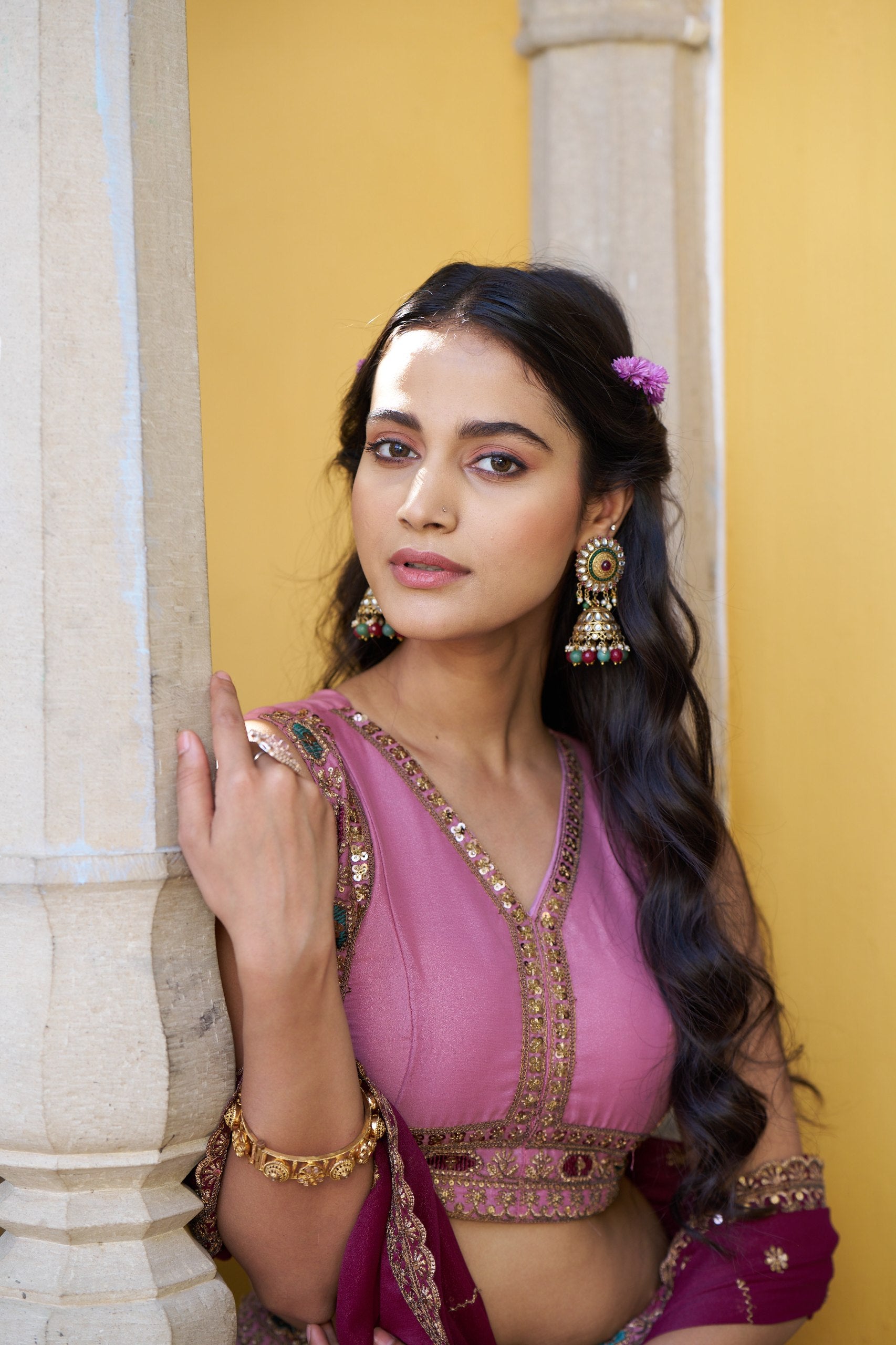 Pink Pure Star Georgette Zari Sequins &amp; Resham Embroidery Lehenga Choli 