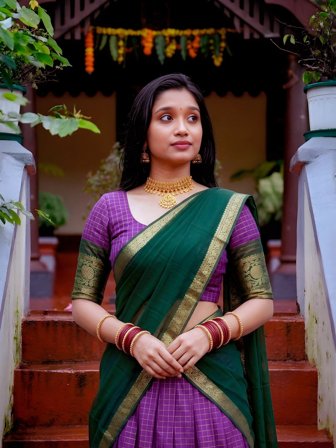 Purple Pure Dola Chex with Zari Weaving Work Lehenga Choli 