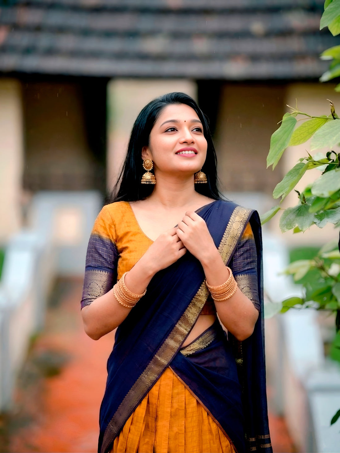 Mustard Pure Dola Chex with Zari Weaving Work Lehenga Choli 