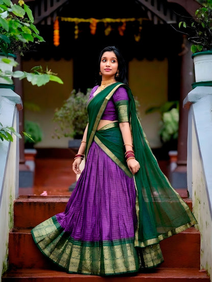 Purple Pure Dola Chex with Zari Weaving Work Lehenga Choli 