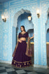 Purple Pure Vichitra Silk Sequins and Thread Embroidery Work Lehenga Choli 