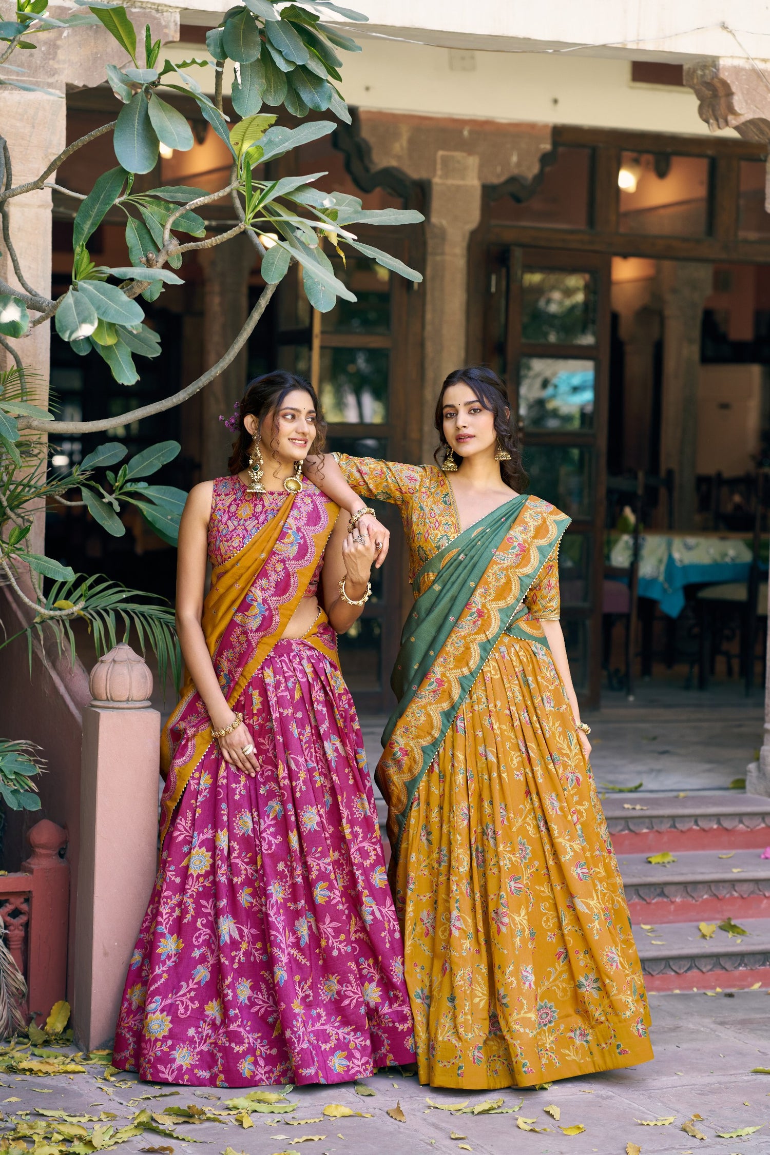 Pink Pure Tasar Silk Gilded Motif Foil Printed Lehenga Choli 