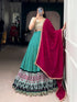 Green Pure Rayon Bandhej & Ajarakh Print With Sequins Lehenga Choli 
