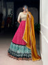 Pink Pure Rayon Bandhej & Ajarakh Print With Sequins Lehenga Choli 