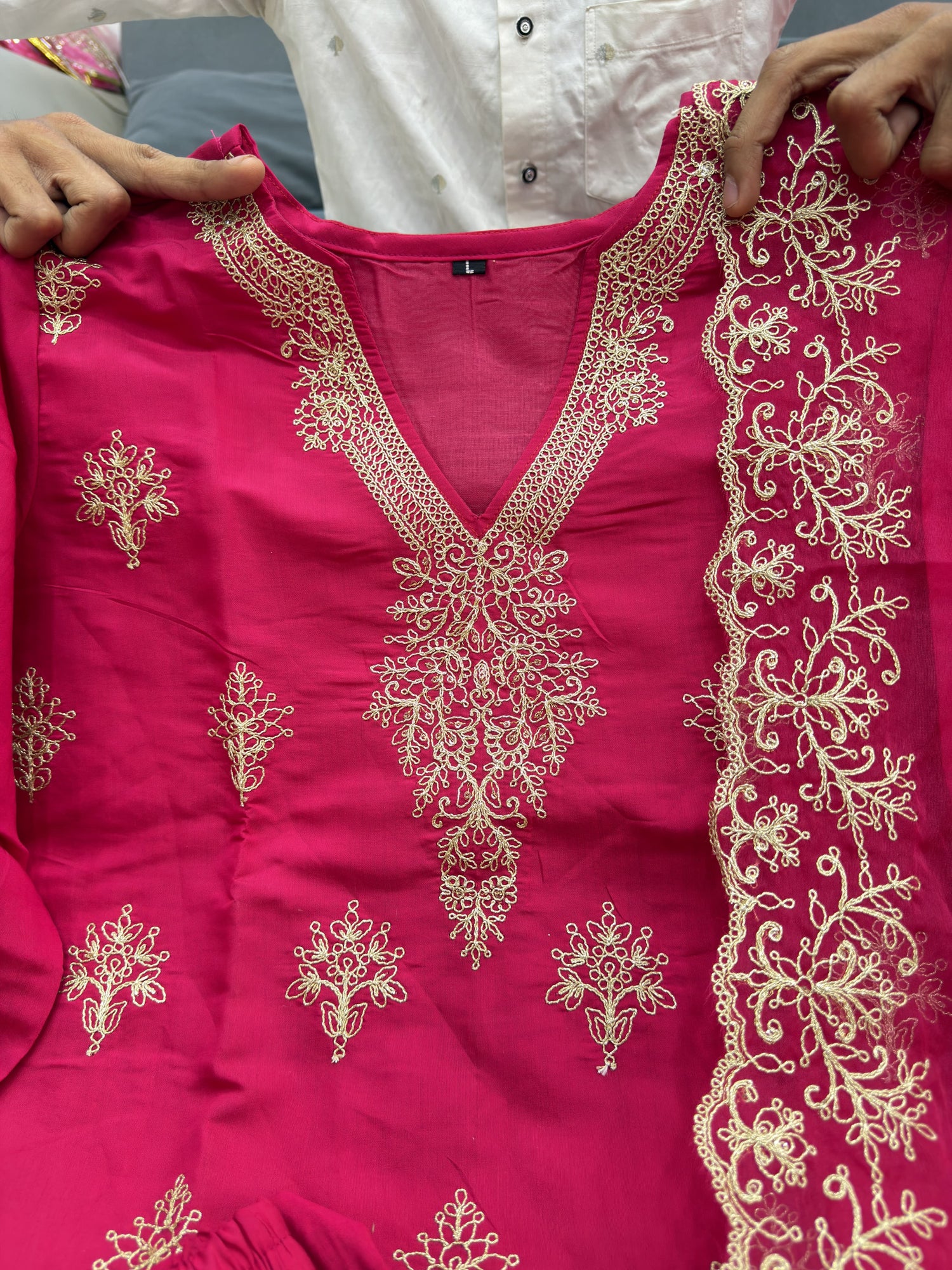 Pink Pure Berry Silk Heavy Embroidery Pant Dupatta Set 