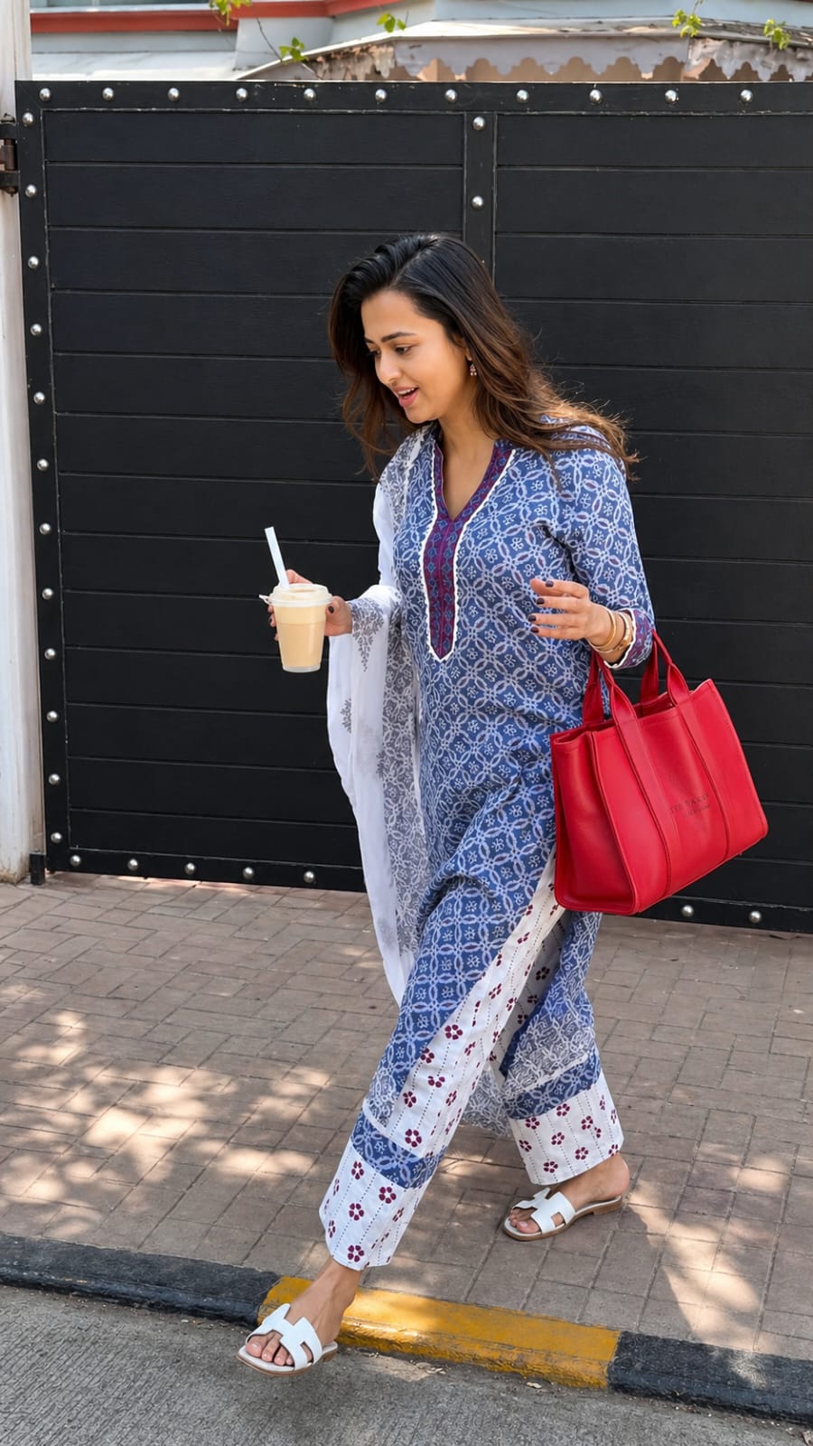 Blue Pure Pure Lilan Silk Heavy Printed Kurti Pant Dupatta Set 