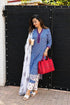 Blue Pure Pure Lilan Silk Heavy Printed Kurti Pant Dupatta Set 
