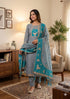 Grey Pure Muga Cotton Jamdani Pichai Weaving Salwar Suit 