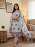 Grey Pure Muga Cotton Jamdani Pichai Weaving Salwar Suit 